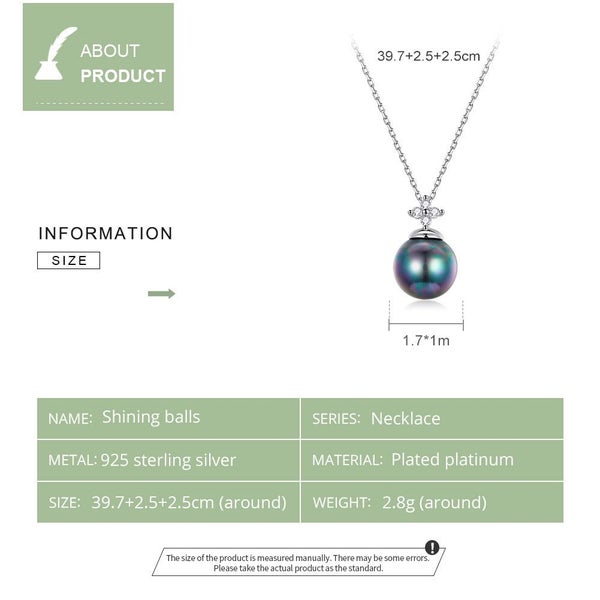 925 Sterling Silver Elegant Black Pearl Charm Necklace Shell Pearl Zircon Cha... Carousel 6
