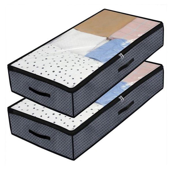 2Pcs Large Capacity 90L Under Bed Fabric Storage Bag Carousel 1