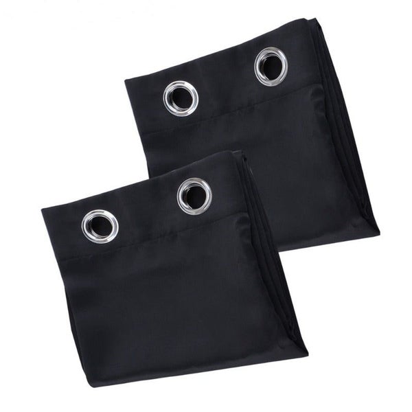 2Pcs Black Blackout Eyelet Curtains Curtains & Drapes Carousel 1