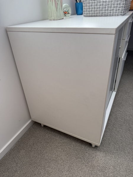 Tambour unit - concertina door cupboard and 3 drawers including drop file dwr Carousel 9