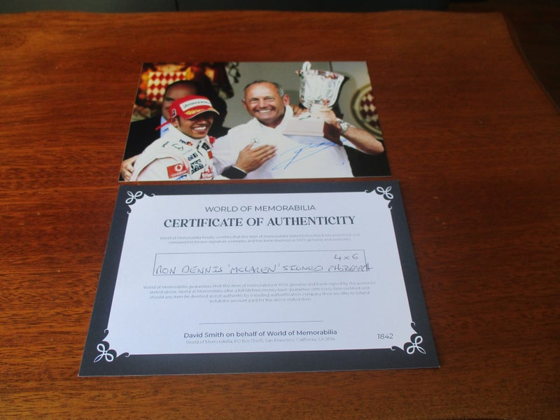 Ron Dennis "McLaren Formula One" signed photograph + certificate Carousel 1