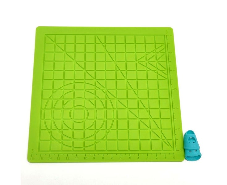 3D Printing Pen Silicone Design Mat with Basic Template with Finger Caps-Green Carousel 1