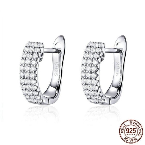 Classic New 925 Sterling Silver Shining Clear CZ Cubic Zircon Stud Earrings f... Carousel 1