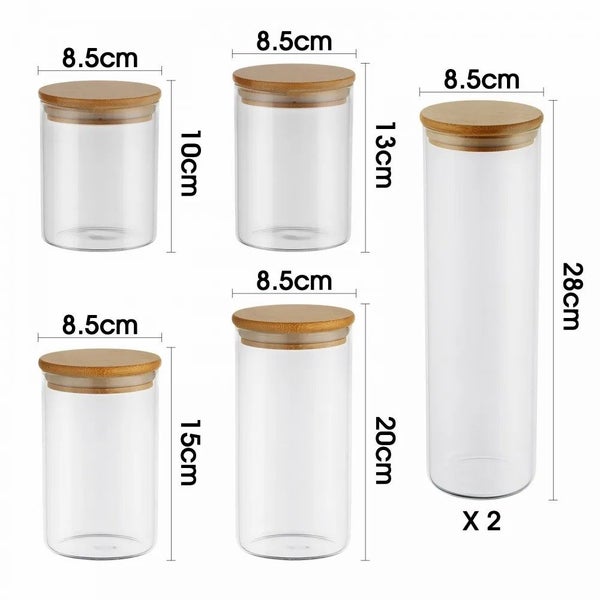 6PCs Airtight Glass Preserving Jars Lids Food Tea Coffee Bean Storage Containers Carousel 16