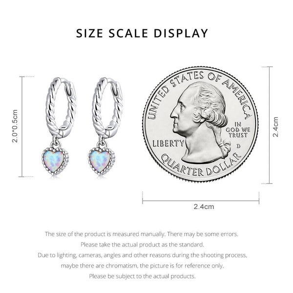 925 Sterling Silver Opal Heart Ear Buckles for Women Carousel 2