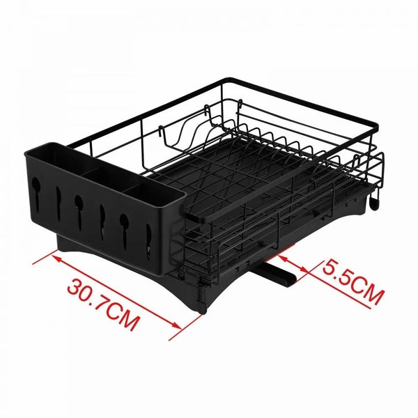 Expandable Dish Bowl Storage Rack Sink Drainer Kitchen Plate Drying Holder Black Carousel 19