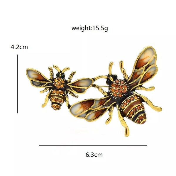 Vintage Bee Brooch And Rhinestone Enamel Insect Pin Carousel 2