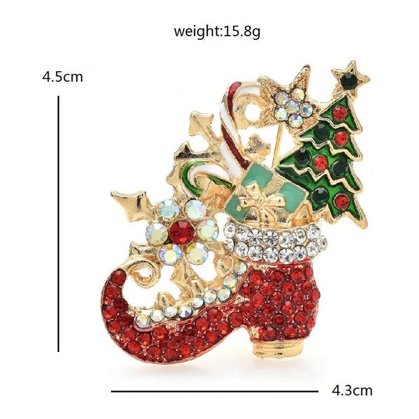 Christmas Tree Brooch Pin Rhinestone Enamel Carousel 2