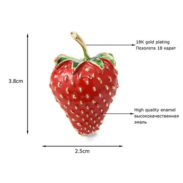 Red Strawberry Brooch Enamel Metal Pin Carousel 2