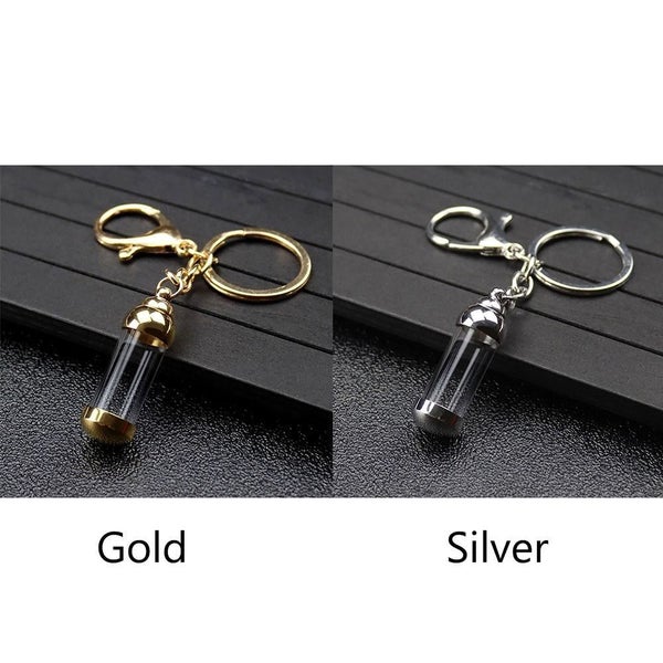 Cylinder Wishing Bottle Pendant Clear Glass Perfume Jars Lucky Charm Keyring Carousel 2