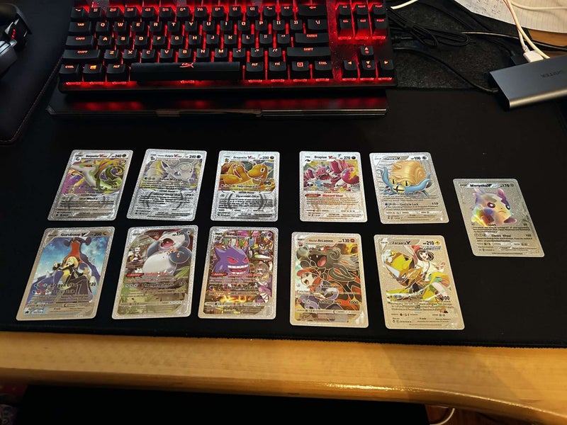 Custom Pokemon Assorted Gallery Rares Silver Thin Metal Plate Display Cards Set Carousel 1