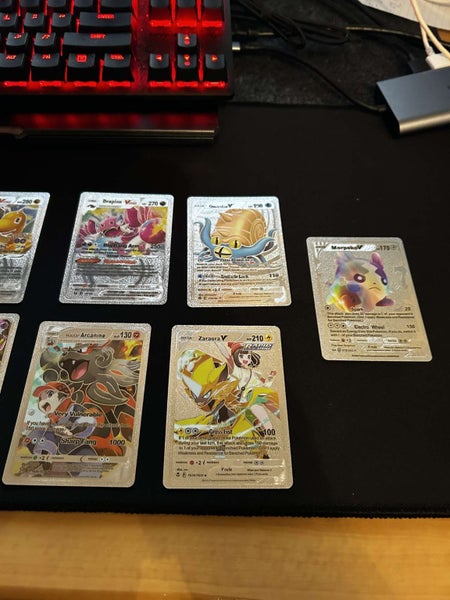 Custom Pokemon Assorted Gallery Rares Silver Thin Metal Plate Display Cards Set Carousel 5