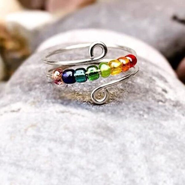 To My Daughter - Drive Away Your Anxiety Rainbow Beads Fidget Ring Birthday Gift Carousel 1