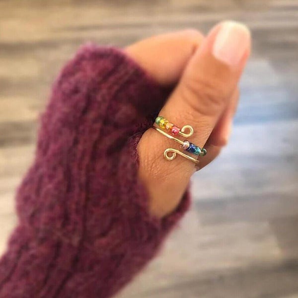 To My Daughter - Drive Away Your Anxiety Rainbow Beads Fidget Ring Birthday Gift Carousel 7