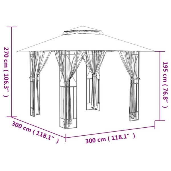 Gazebo With Sidewalls Anthracite 300x300x270 Cm Steel Tlboat Carousel 2