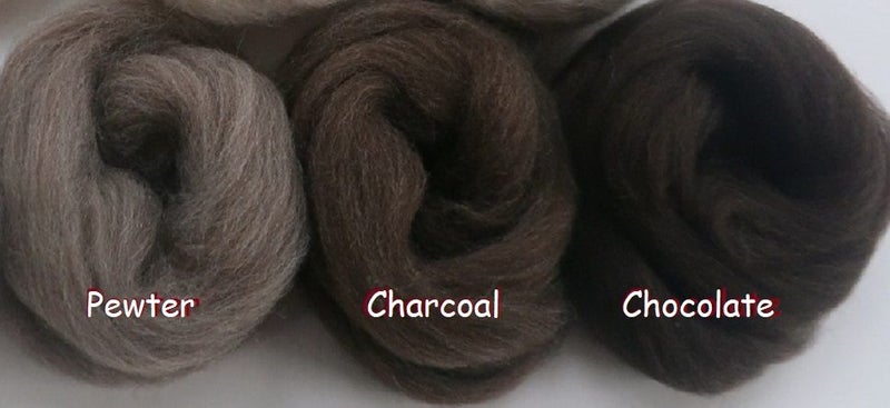 200gms ''Charcoal" - Natural Corriedale Wool Carousel 1
