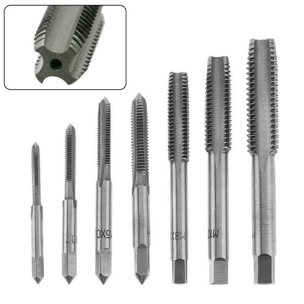 7Pcs M3-M12 HSS Metric Straight Fluted Screw Thread Tap Drill Bits Set Carousel 7