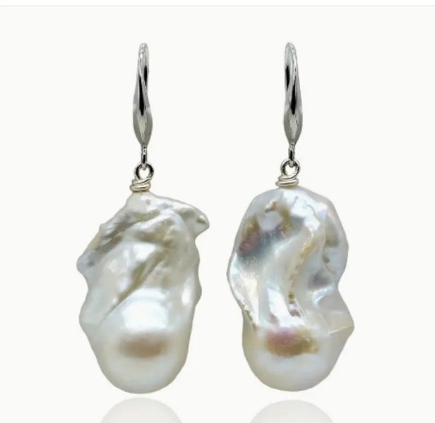Freshwater Pearl Drop Flame Ball Baroque Pearl Earrings Carousel 1