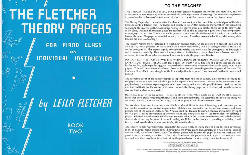 The Fletcher Theory Papers for Piano Class or Individual Instruction Book Two Carousel 1