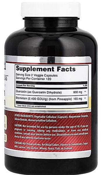 QUERCETIN BROMELAIN 965 MG per SERVING, 240 VCAPS - E0228 Carousel 2