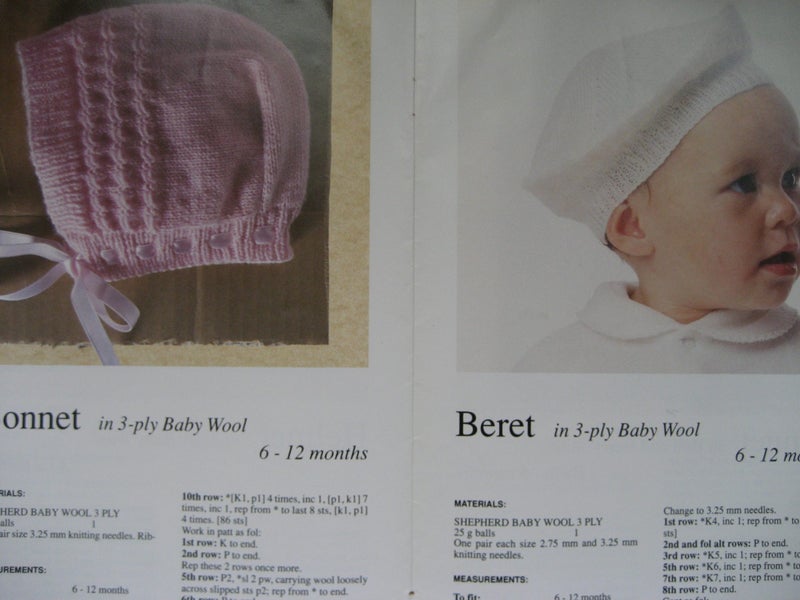 BABY KNITTING PATTERN Helmet Bonnet Beret Hat Carousel 5