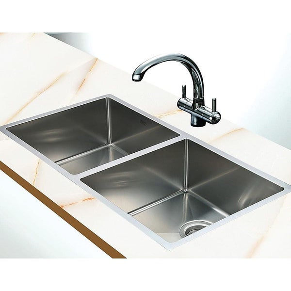 865x440mm Handmade Stainless Steel Undermount Topmount Kitchen Sink With Waste Carousel 2