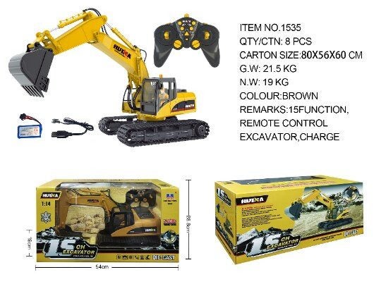 Huina 1535 1/14 RC Excavator Remote Control Truck with Lights Crawler Tractor... Carousel 5