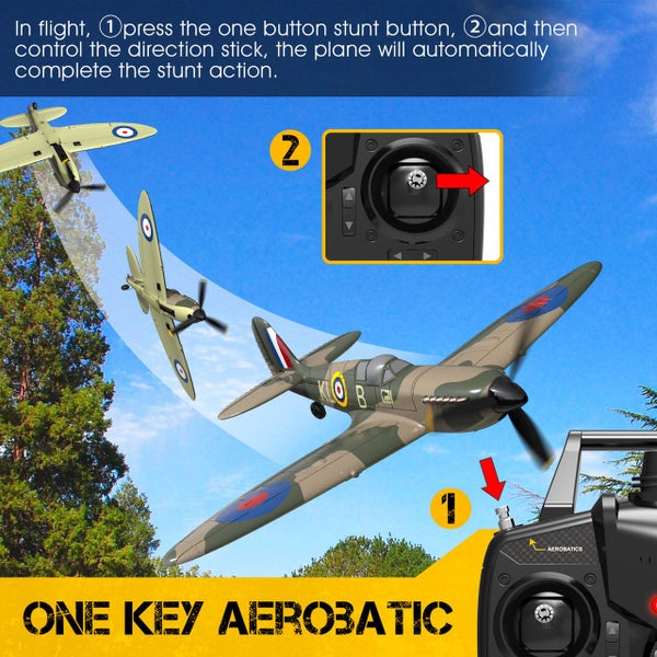 Volantex RC Spitfire with Xpilot One Key Aerobatic Stabilization System Perfe... Carousel 9