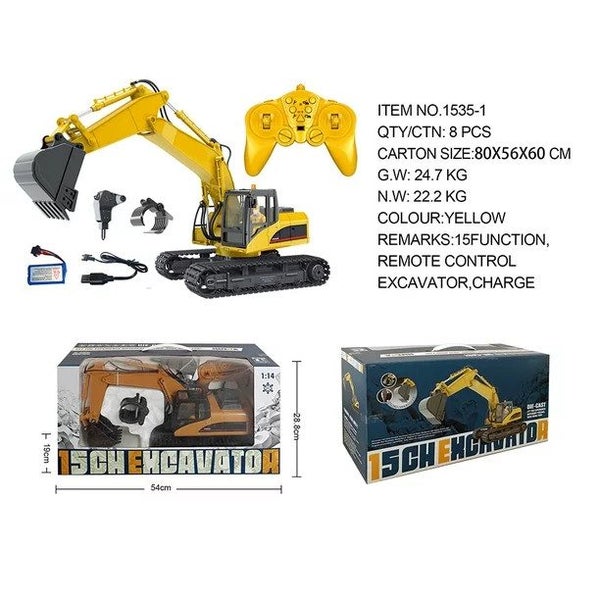 Huina 1535-1 1/14 Electric Excavator With ( Gripper Bit & Rock Breaker) Remot... Carousel 2
