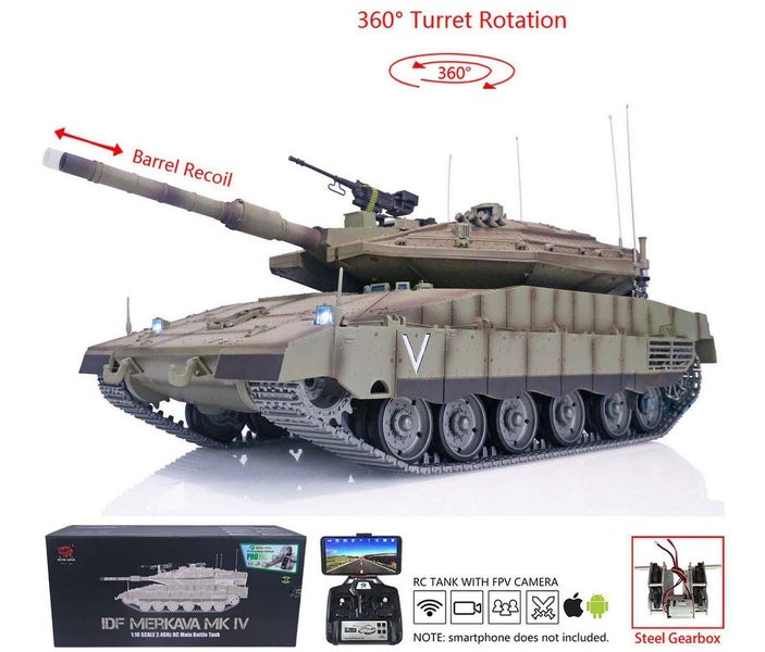 1:16 7.0 Henglong PRO Edition Merkava RC Tank 3958-1 Metal Tracks Wheels RTR Carousel 2