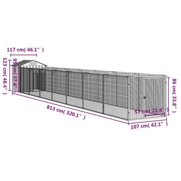 Dog House With Roof Light Grey 117x813x123 Cm Galvanised Steel Tonkbll Carousel 2