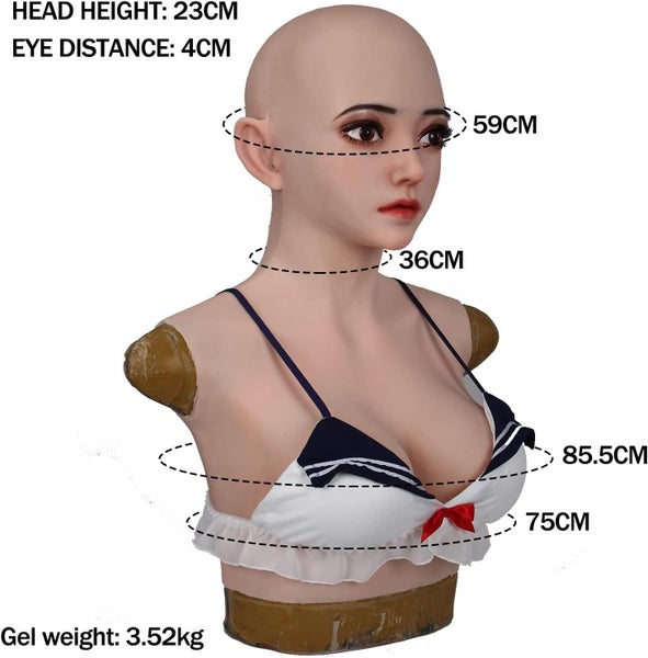 Silicone Head Fake Face Bra Filled Gel Realistic Latex Female Mask with Wig for Carousel 8
