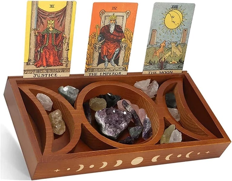 Tarot Card Holder Stand, Crystal Display Moon Tray Witchy Accessories & Pagan A Carousel 1