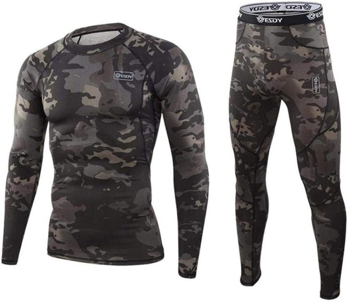 mens base layer tops,Men's Fleece Thermal Underwear Top Cold Weather Compressi Carousel 1