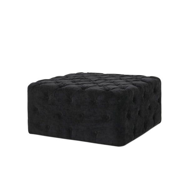 Tuffed Square Ottoman - Multi Use - Black Fabric Carousel 1