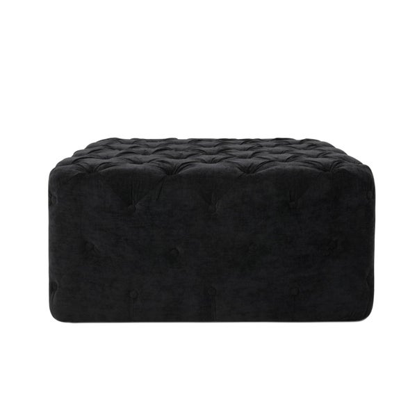 Tuffed Square Ottoman - Multi Use - Black Fabric Carousel 2