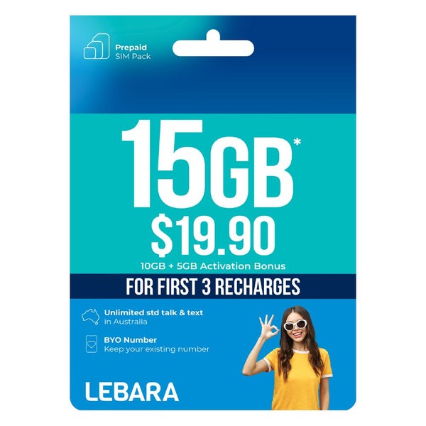 Lebara $19.90 Starter Pack PrePaid SIM Card Carousel 1