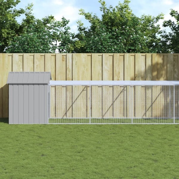 Chicken Cage With Run Light Grey 117x1221x123 Cm Galvanised Steel Tonkbin Carousel 1