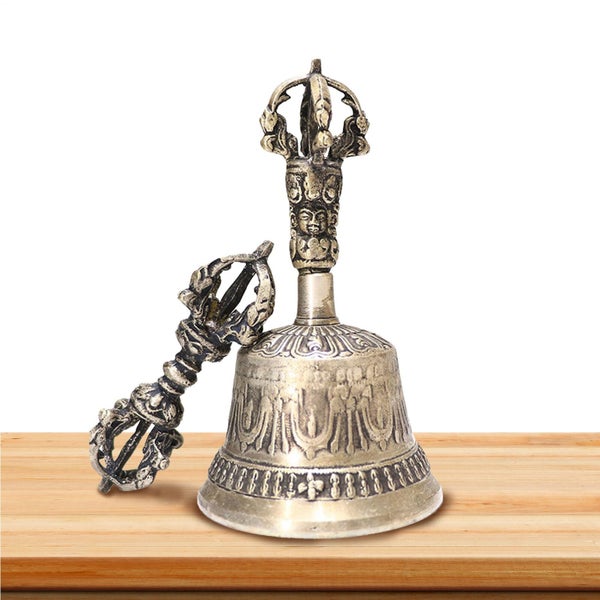 Tibetan Buddhist Meditation Bell Handmade Bell and Vajra for Meditation, Yoga Carousel 2
