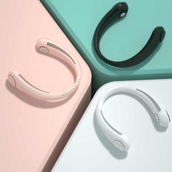 2 Pcs Pink Neck Fan Hands Free Personal Quiet And Ideal For Outdoor Indoor Use Carousel 2