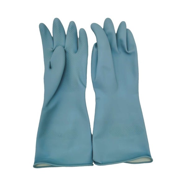 Blue Set Of 3 Pairs Durable Rubber Gloves Waterproof Comfortable Ideal For House Carousel 1
