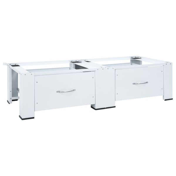 Double Washing Machine Pedestal With Drawers White Abbknlk Carousel 1