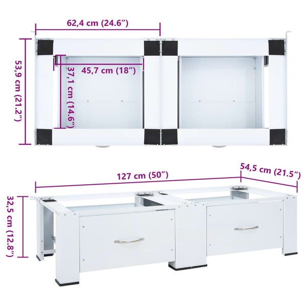 Double Washing Machine Pedestal With Drawers White Abbknlk Carousel 2