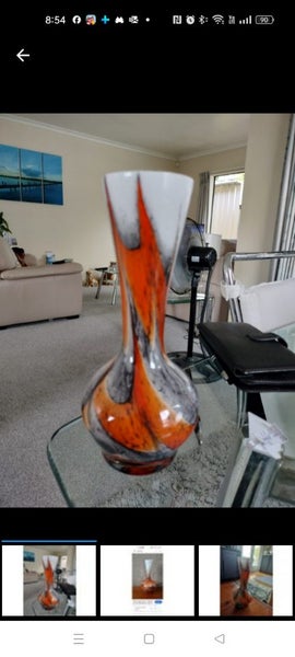 Vintage Empoli Florence Italy Opaline Marbled Glass Vase62863238375937111