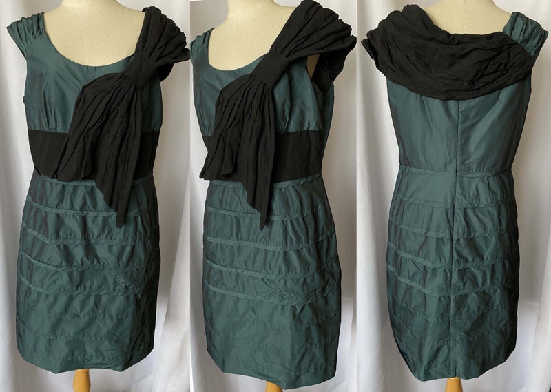 KIWI MADE *ANNAH S* STUNNING FOREST GREEN TAFFETA GLAM DRESS (14) Carousel 1