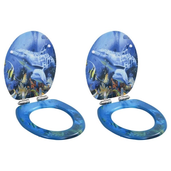 Wc Toilet Seats 2 Pcs With Soft Close Lids Mdf Dolphins Design Xilkkn Carousel 1