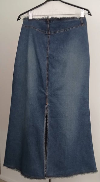 NEW Repurposed Jeans Inspired - Denim Maxi Skirt - Size 16 Carousel 2