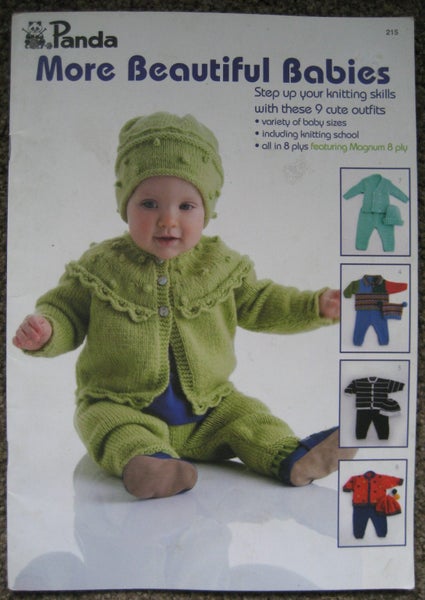 PANDA BABY TODDLER 9 Outfits 8ply Double Knitting PATTERNs 35-50cm Carousel 1