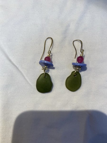 Earrings with beads and glass pendant Carousel 1