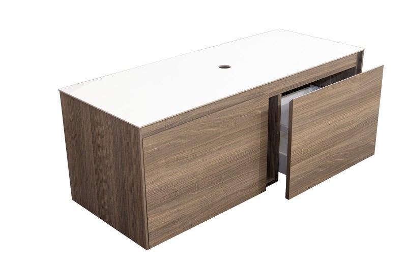 Vanity W1200mm with Porcelain Slab and Bowl - Ash Woodgrain Carousel 1